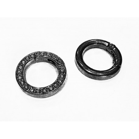Leisure-Beads - 1x gunmetal Strass Ringverschluss 24x4mm Karabinerhaken - gunmetal Schmuckzubehör