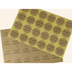 24 Sticker Durchmesser 30mm 'thank you' naturbraun, matte Aufkleber DIY - Schmuckzubehör Schmuckverpackung