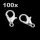100x hellsilber Karabinerhaken 12x6x2,5mm﻿ Schmuckverschluss platinfarben - Schmuckzubehör