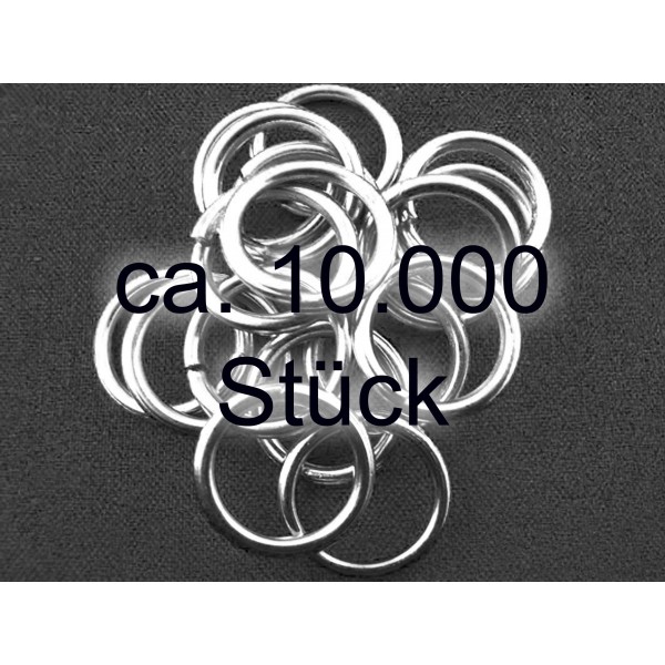 10.000x Edelstahl Biegering 9mm x 1mm rund silberfarbene Biegeringe - Schmuckzubehör Biegering - Leisure-Beads DIY