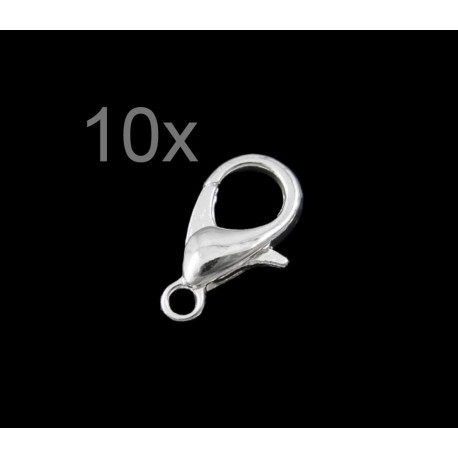 Leisure-Beads - 10x hellsilberfarben Karabinerhaken 12x7x3,5mm﻿ Schmuckverschluss - Schmuckzubehör