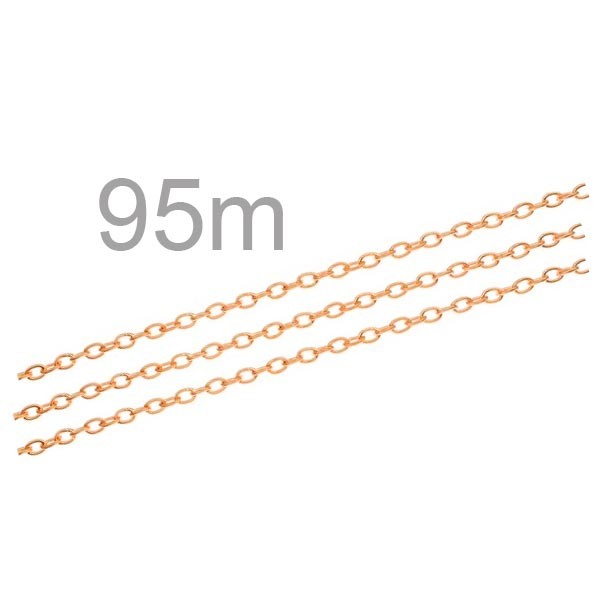 95m rosegoldfarbene Kette 3x4,6x0,9mm Gliederkette rosegoldfarben Schmuckkette - Schmuckzubehör - Leisure-Beads DIY