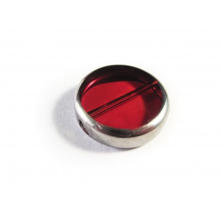 Leisure-Beads - Rote Fensterperle 14mm rund Silberrahmen - Schmuckzubehör