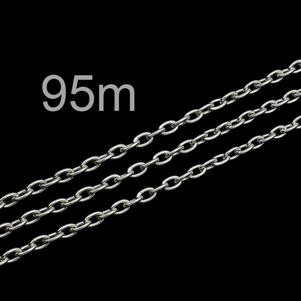 95m silberfarbene Kette 3x4,6x0,9mm Gliederkette silberfarbene Schmuckkette - Schmuckzubehör - Leisure-Beads DIY