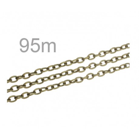 Leisure-Beads - 95m bronzefarbene Kette 3,7x5,5x1mm Gliederkette - Schmuckzubehör