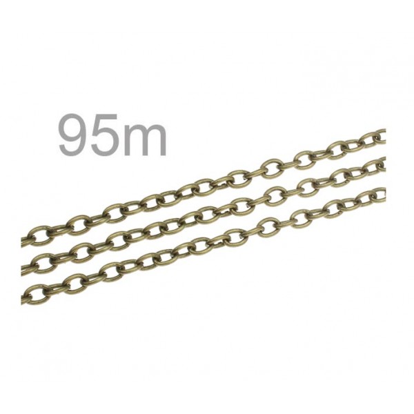 95m bronzefarbene Kette 3,7x5,5x1mm Gliederkette - Schmuckzubehör - Leisure-Beads DIY
