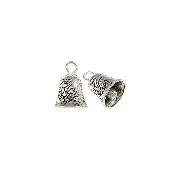 2x silberfarben Glöckchen 10x10x14mm silberfarbene Schmuckanhänger Weihnachten - Schmuckzubehör - Leisure-Beads DIY