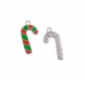 1x rot grüne Zuckerstange Weihnachts Anhänger ca. 22x11x1,5mm emailliert X-Mas platinfarbene Schmuckanhänger - Schmuckzubehör