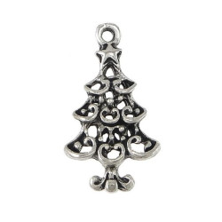 Leisure-Beads - 10x silberfarbener Weihnachtsbaum Anhänger 22x12x2,5mm X-Mas Schmuckanhänger - Schmuckzubehör Weihnachten