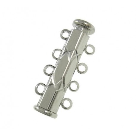 Leisure-Beads - 1x silberfarben 4-Strang Magnetverschluss silberfarben mit Muster Schmuckverschluss - Schmuckzubehör