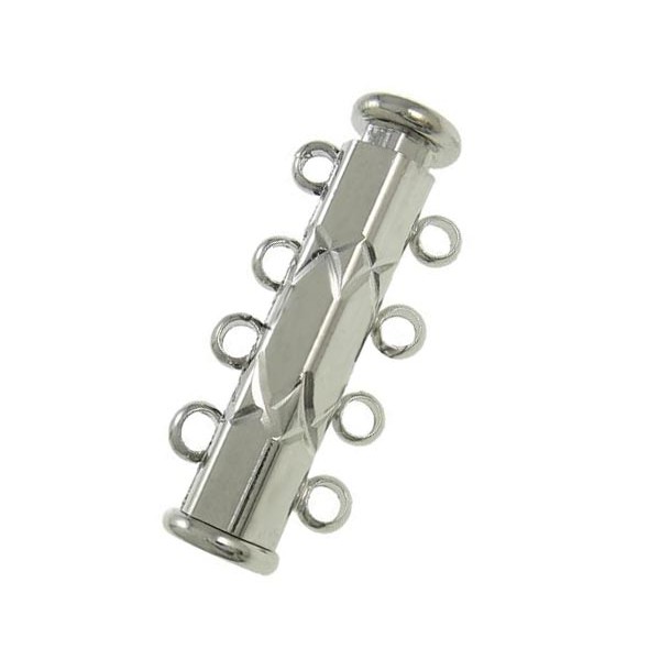 1x silberfarben 4-Strang Magnetverschluss silberfarben mit Muster Schmuckverschluss - Schmuckzubehör - Leisure-Beads DIY