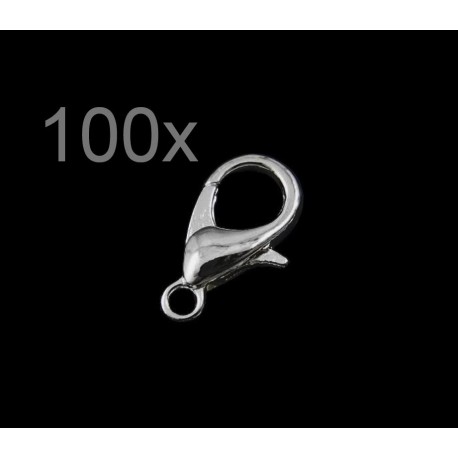 Leisure-Beads - 100x silberfarben Karabinerhaken 12x7x3,50mm glatt silberfarbener Schmuckverschluss - Schmuckzubehör