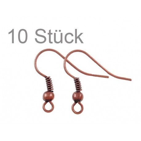 Leisure-Beads - 10x kupferfarben Ohrfedern 20x18x3mm mit Stopper Ohrhaken - Schmuckzubehör Ohrringe