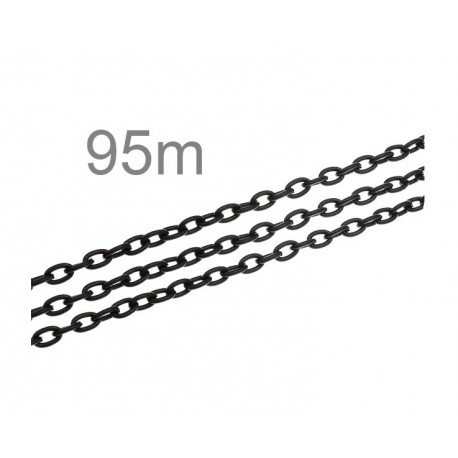 Leisure-Beads - 95m schwarze Kette 3x4,6x0,9mm schwarze Gliederkette Schmuckkette Ketten selber machen - schwarze Schmuckzubehör
