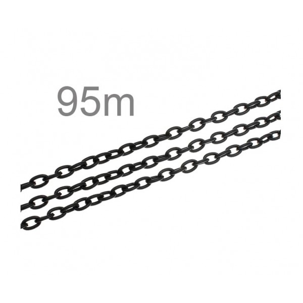 95m schwarze Kette 3x4,6x0,9mm schwarze Gliederkette Schmuckkette Ketten selber machen - schwarze Schmuckzubehör - Leisure-Beads DIY