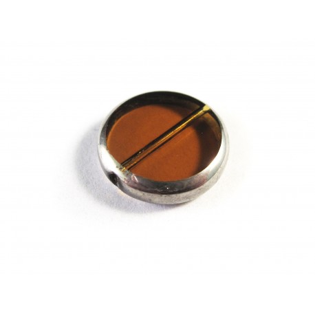 Leisure-Beads - Braune Fensterperle 14mm rund Silberrahmen - Schmuckzubehör