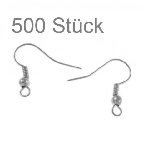 Leisure-Beads - 500 Stück silberfarben Ohrfedern 18x19mm Ohrhaken- Schmuckzubehör