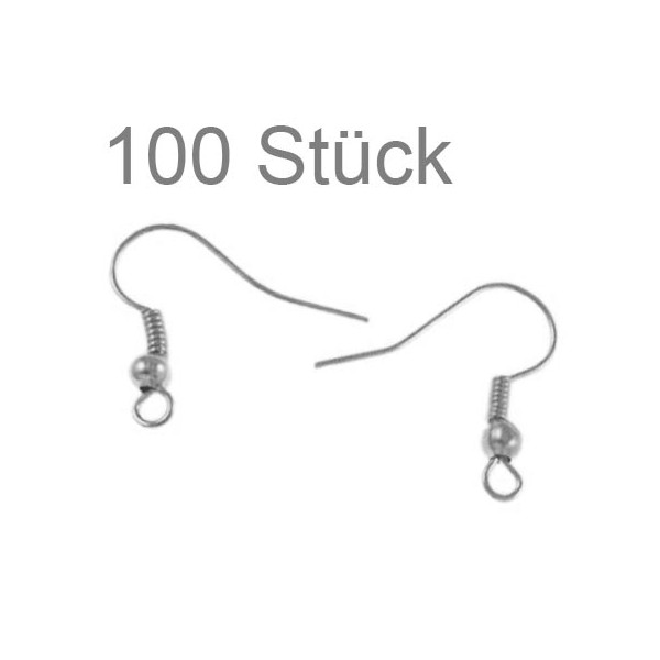  100 Stück silberfarben Ohrfedern 20x19mm silberfarbene Ohrhaken- Schmuckzubehör zum Ohrringe selbermachen - Leisure-Beads DIY