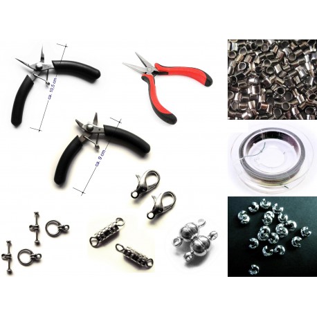 Leisure-Beads - Großes Schmuckzubehör Starter Set für Ketten mit 3 Zangen - Schmuckzubehör Set