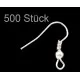 500 Stück hellsilber Ohrfedern ca. 21x19x3mm platinfarbene Ohrfedern aus Eisen - Schmuckzubehör zum Ohrringe selbermachen - Leisure-Beads DIY