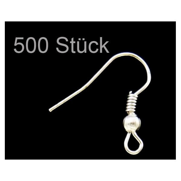 500 Stück hellsilberfarben Ohrfedern 21x19x3mm Ohrfedern aus Eisen - Schmuckzubehör zum Ohrringe selbermachen - Leisure-Beads DIY