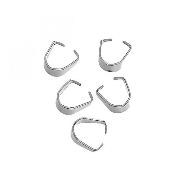 10x Edelstahl Collierschlaufe 6,6x4,9mm silberfarben Anhängerhaken silberfarben - Schmuckzubehör Collierschlaufe - Leisure-Beads DIY