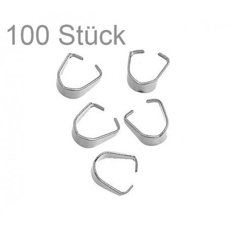 Leisure-Beads - 100x Edelstahl Collierschlaufe 6,6x4,9mm silberfarben Anhängerhaken silberfarben - Schmuckzubehör Collierschlaufe