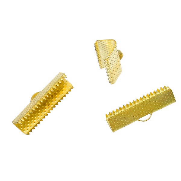 10x goldfarbene Bandklemme 22mm Bandverbinder - Schmuckzubehör - Leisure-Beads DIY