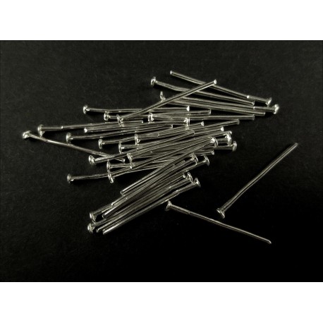 Leisure-Beads - 20 silberfarben Nietstifte 26mm Schmuckdraht mit Kopf - Schmuckzubehör