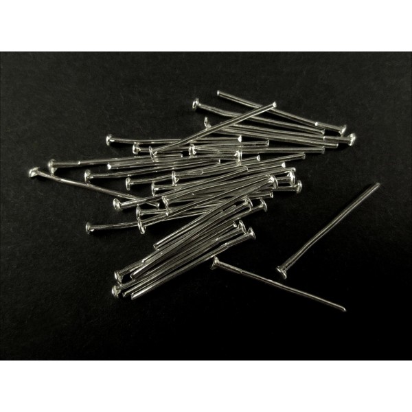 20 silberfarben Nietstifte 26mm Schmuckdraht mit Kopf - Schmuckzubehör - Leisure-Beads DIY