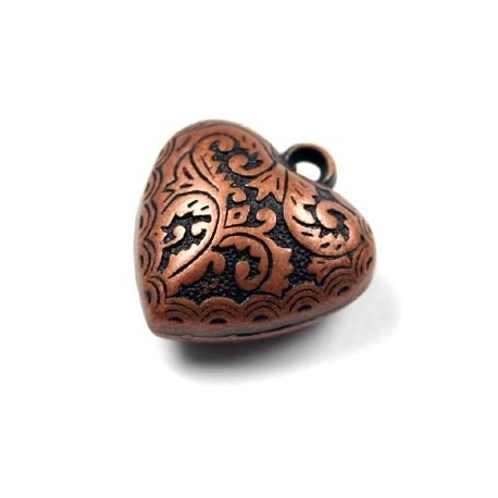 Leisure-Beads - 1x kupferfarben Herz Anhänger 25x24mm Acryl kupferfarbener Schmuckanhänger- Schmuckzubehör