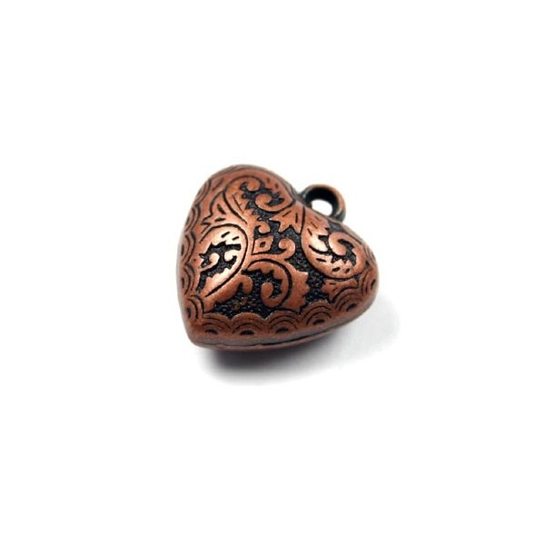 1x kupferfarben Herz Anhänger 25x24mm Acryl kupferfarbener Schmuckanhänger- Schmuckzubehör - Leisure-Beads DIY