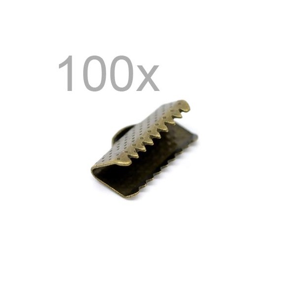 100x bronzefarbene Bandklemme 13mm - Schmuckzubehör - Leisure-Beads DIY