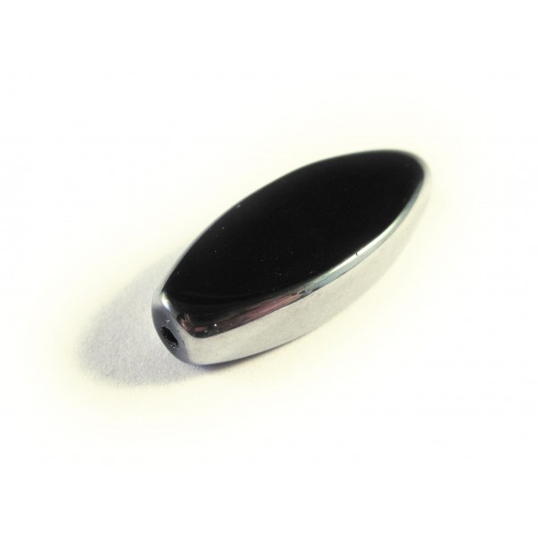 Schwarze Fensterperle 29x12mm oval Silberrahmen - Schmuckzubehör - Leisure-Beads DIY