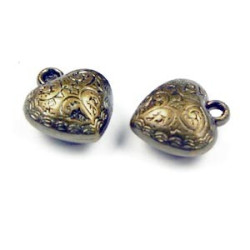 Leisure-Beads - 2x bronzefarben Herz Anhänger 15x16x10mm Acryl bronzefarben Schmuckanhänger- Schmuckzubehör