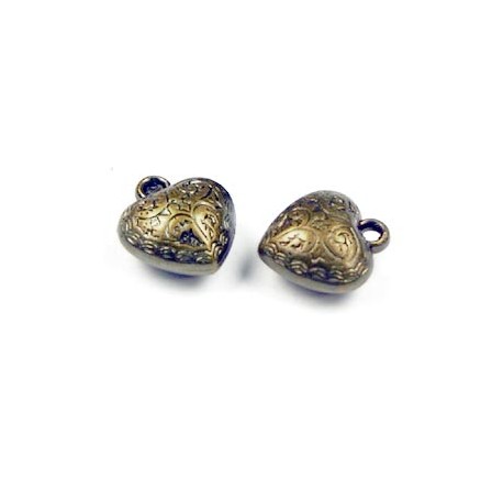 Leisure-Beads - 2x bronzefarben Herz Anhänger 15x16x10mm Acryl bronzefarben Schmuckanhänger- Schmuckzubehör