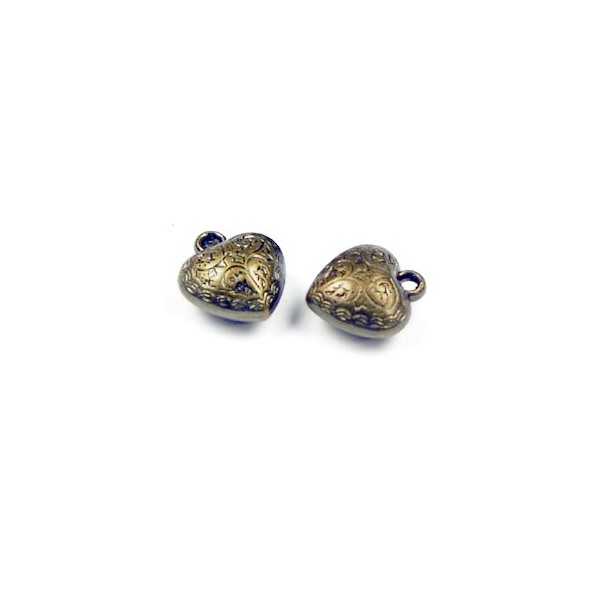 2x bronzefarben Herz Anhänger 15x16x10mm Acryl bronzefarben Schmuckanhänger- Schmuckzubehör - Leisure-Beads DIY