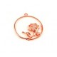 1x rose goldfarben Anhänger mit Rose ca. 36x34mm rosegoldfarben Schmuckanhänger - rose goldfarben Schmuckzubehör