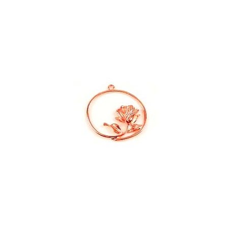 Leisure-Beads - 1x rosegoldfarben Anhänger 36x34mm mit Rose Schmuckanhänger - Schmuckzubehör