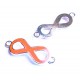1x neonorange silber Infinity 40x15x4mm Unendlichkeitszeichen Lederband Verbinder - Schmuckzubehör