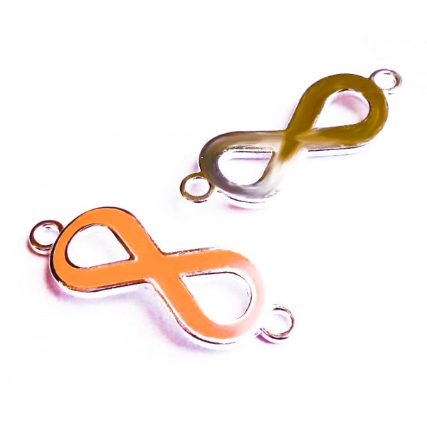 1x goldfarben orange Infinity 40x15x4mm Unendlichkeitszeichen Lederband Verbinder - Schmuckzubehör - Leisure-Beads DIY