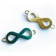 1x goldfarben petrol Infinity 40x15x4mm Unendlichkeitszeichen Lederband Verbinder - Schmuckzubehör