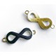 1x goldfarben schwarz Infinity 40x15x4mm Unendlichkeitszeichen Lederband Verbinder - Schmuckzubehör