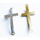 1x goldfarben graues Kreuz 46x23x5mm Zwischenstück Lederband Verbinder - Schmuckzubehör