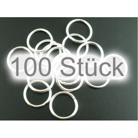 Leisure-Beads - 100x hellsilberfarben Biegering 16mm x 1,5mm rund - Schmuckzubehör