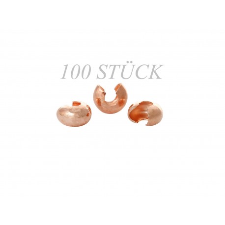Leisure-Beads - 100x rosegoldfarben Kaschierperlen 6x3,8mm Cover Crimp - Schmuckzubehör