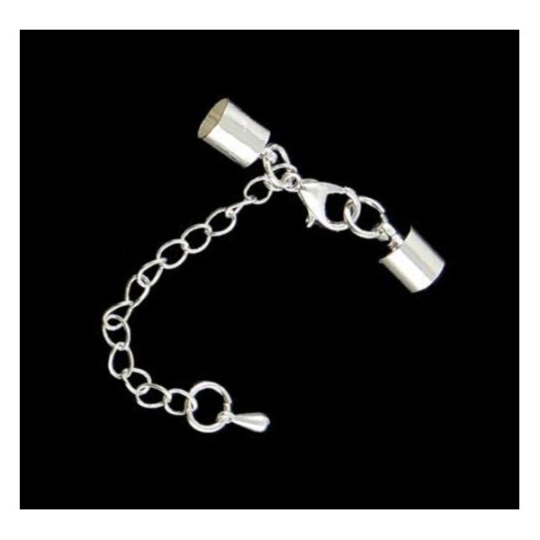 1x hellsilberfarben Verschluss Innen 5,5mm 10x6,5mm zum Einkleben mit Karabiner - Schmuckzubehör Endk - Leisure-Beads DIY