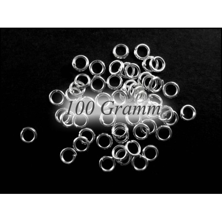 Leisure-Beads - 100g Biegering 5mm x 0,9mm runder Bindering in silberfarben - Schmuckzubehör Biegering