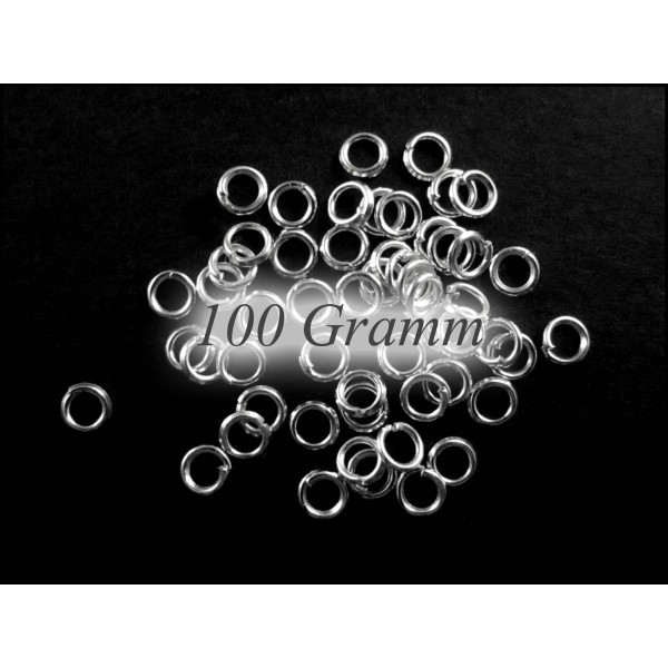 100g Biegering 5mm x 0,9mm runder Bindering in silberfarben - Schmuckzubehör Biegering - Leisure-Beads DIY