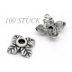 100 flache silber Perlenkappen ca. 6x6x2mm Blattform silberfarbene runde Perlen Kappen - Schmuckzubehör Perlenkappe